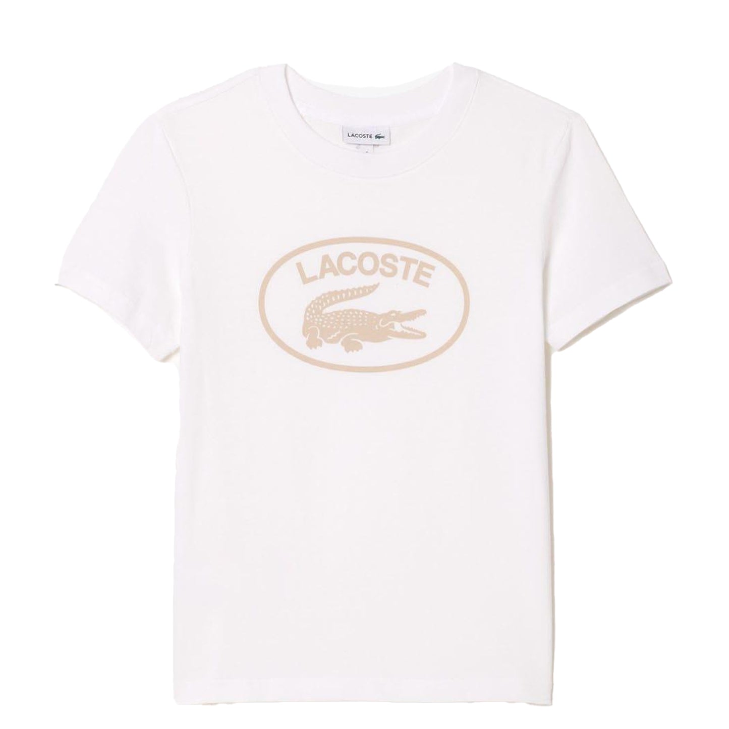 White - Front - Lacoste Childrens-Kids Contrast Logo Cotton Jersey T-Shirt