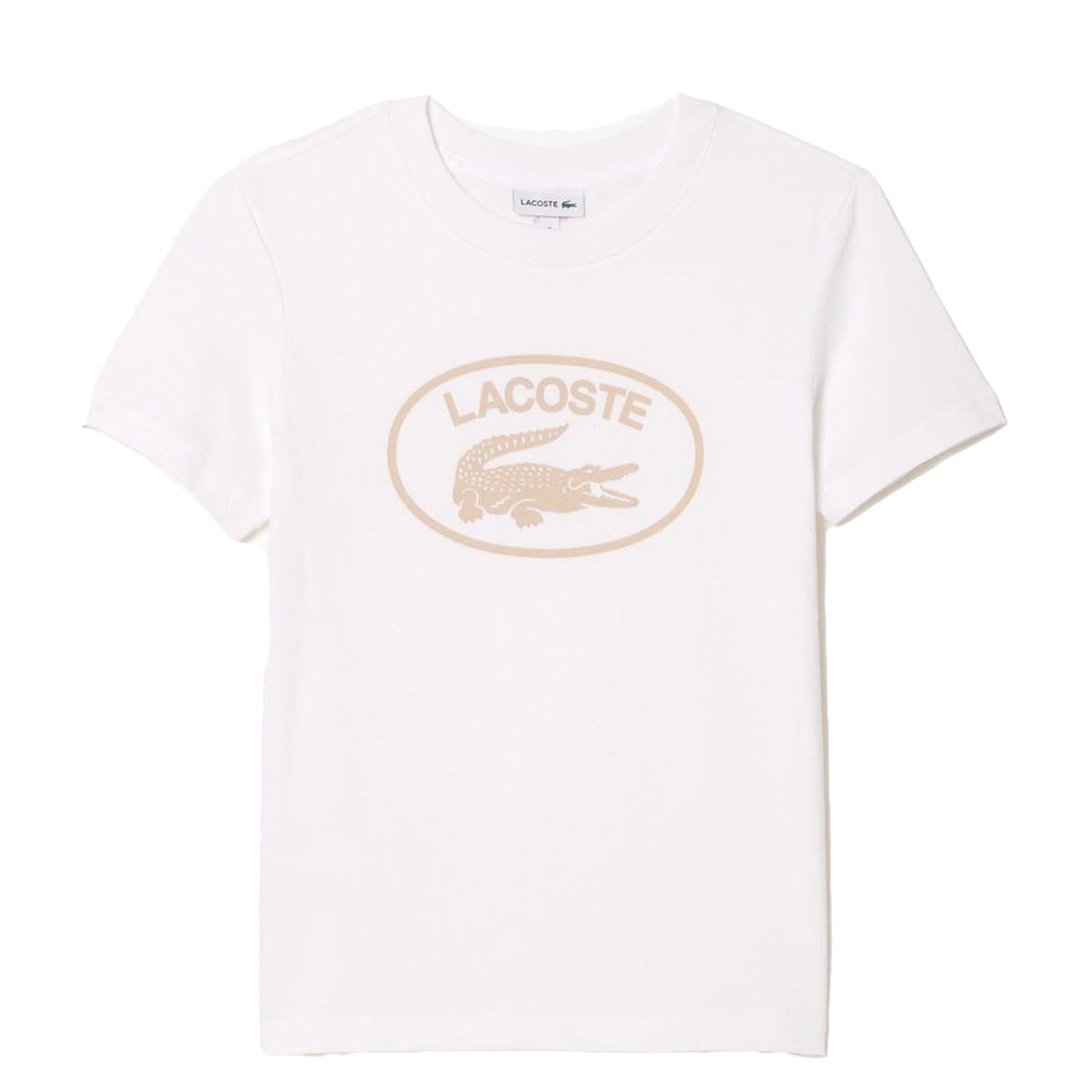 White - Front - Lacoste Childrens-Kids Contrast Logo Cotton Jersey T-Shirt