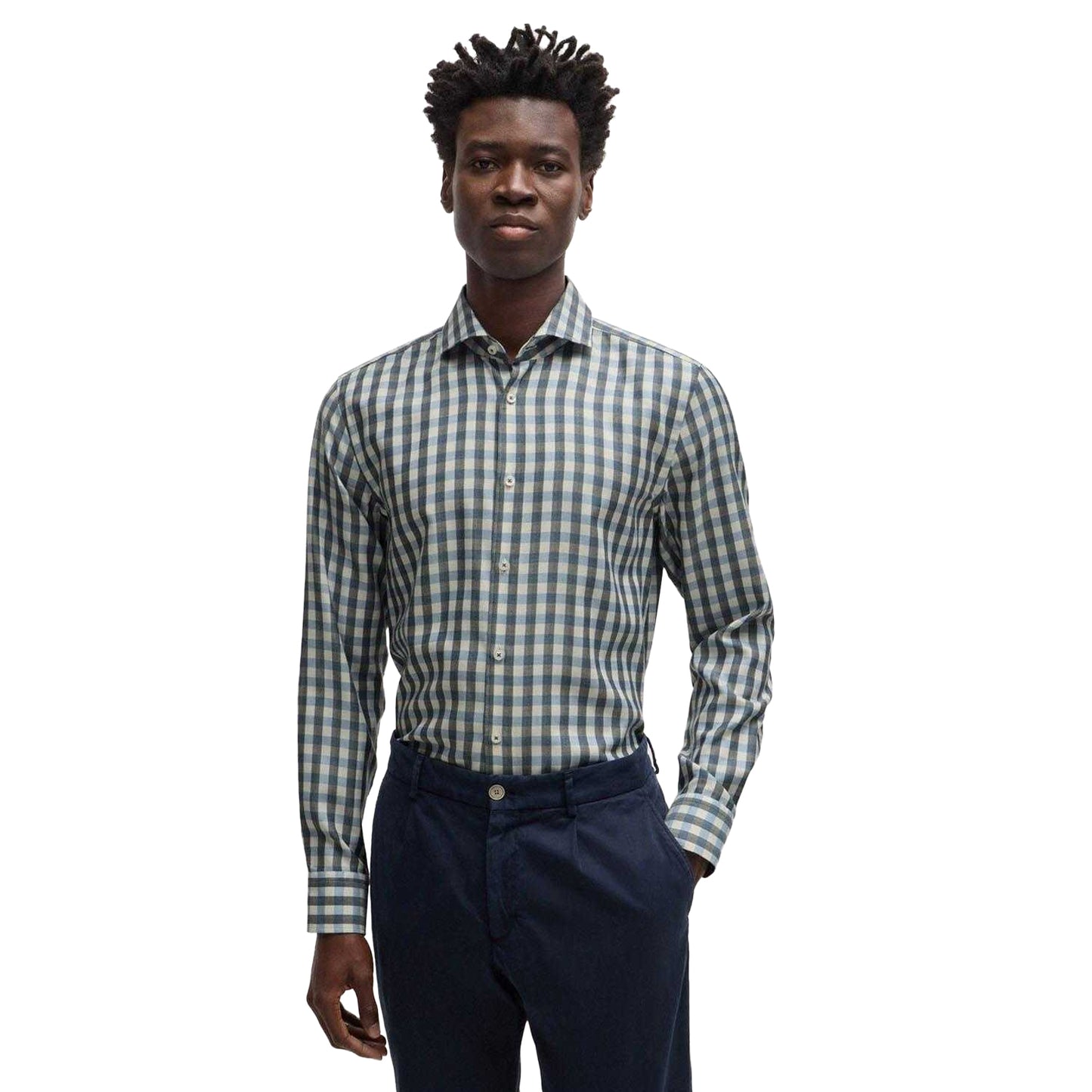 Blue - Side - Boss Mens C-Hal Casual Shirt