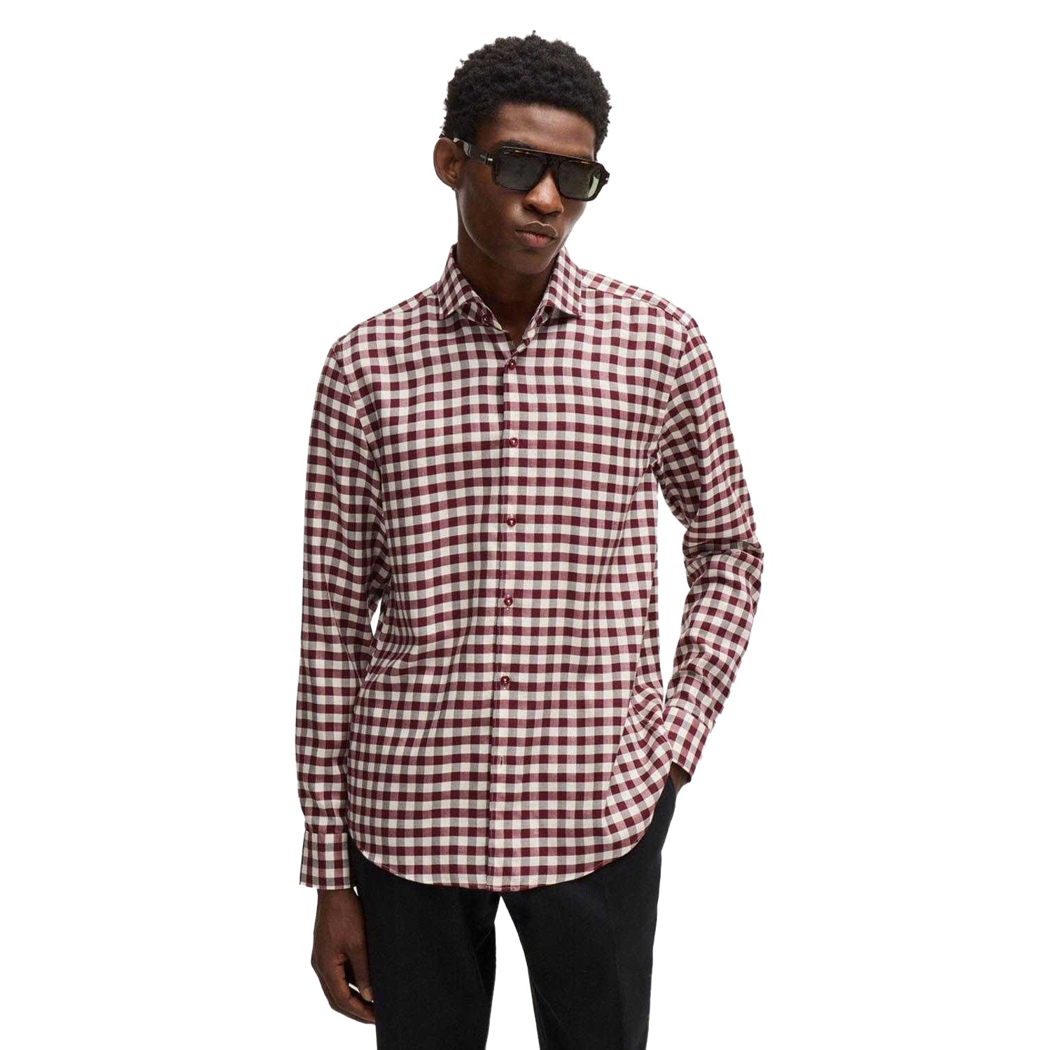 Red - Side - Boss Mens C-Hal Casual Shirt