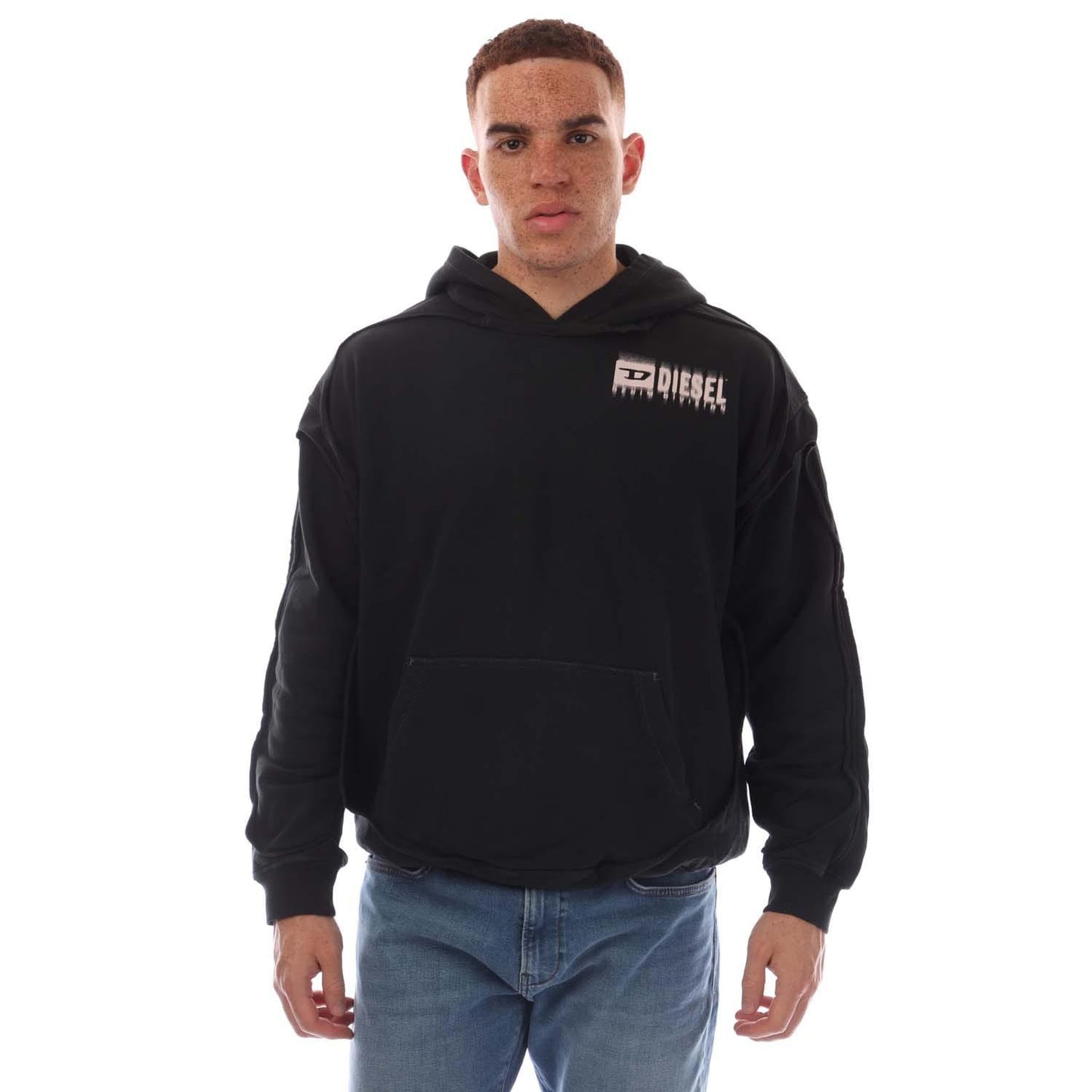 Black - Front - Diesel Mens S-Boxt Hoodie