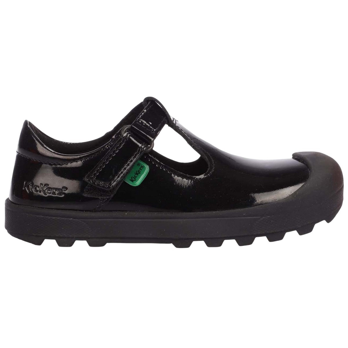 Black - Lifestyle - Kickers Childrens-Kids Plunk Coated Leather T-Bar School Shoes