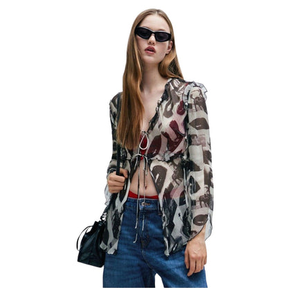 Multicoloured - Side - Hugo Womens-Ladies Etheria Regular Blouse