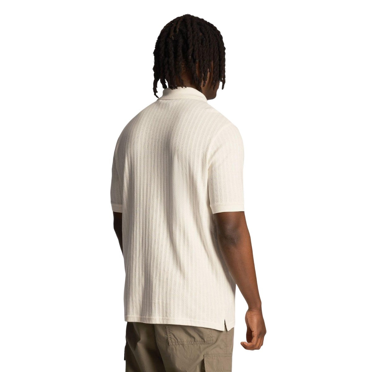White - Back - Lyle & Scott Mens Textured Polo Shirt