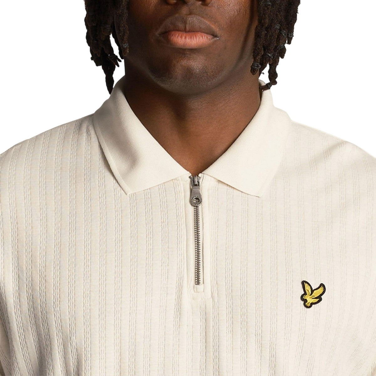 White - Side - Lyle & Scott Mens Textured Polo Shirt