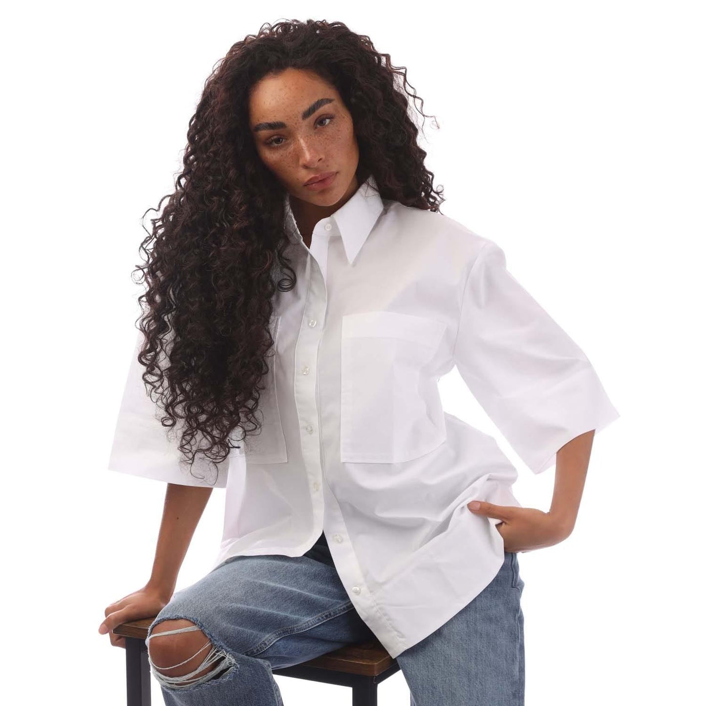 White - Lifestyle - Hugo Boss Womens-Ladies Emita Blouse