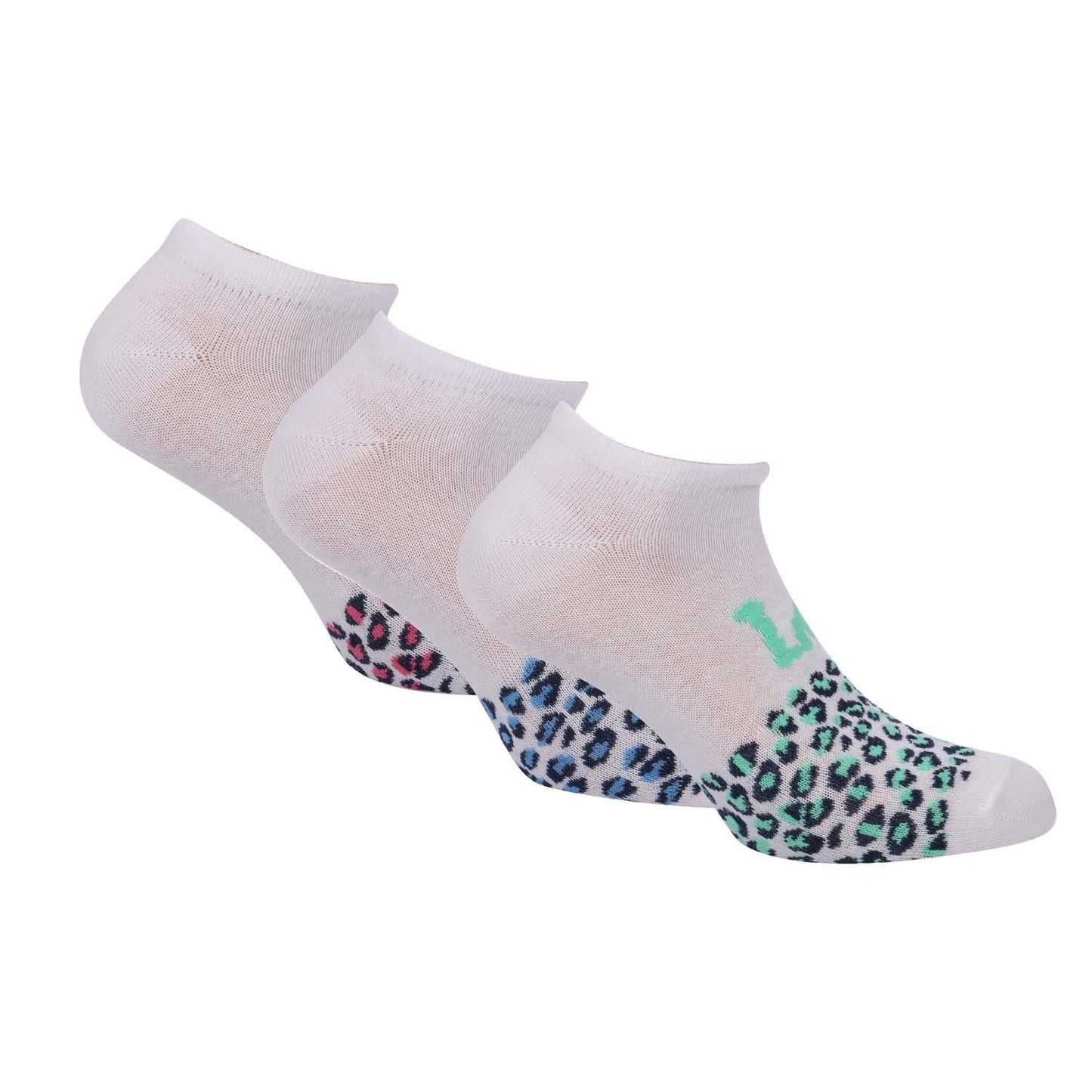 White - Front - Lee Unisex Adult Leopard Print Liner Socks (Pack of 3)