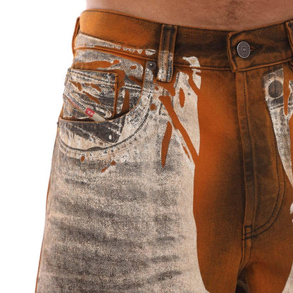 Black-Grey-Orange - Side - Diesel Mens 2010 D-Macs-S Straight Jeans