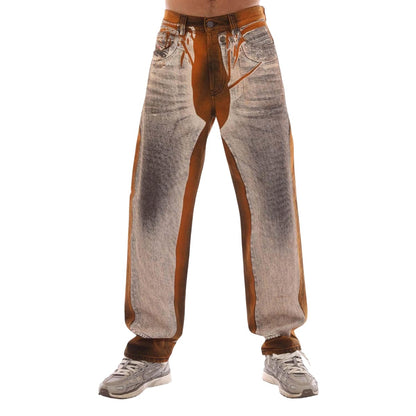 Black-Grey-Orange - Front - Diesel Mens 2010 D-Macs-S Straight Jeans