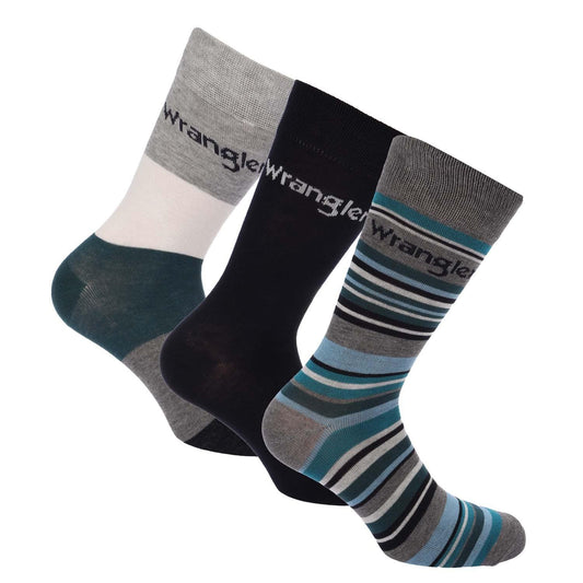Grey-Multicoloured - Front - Wrangler Unisex Adult Socks (Pack of 3)