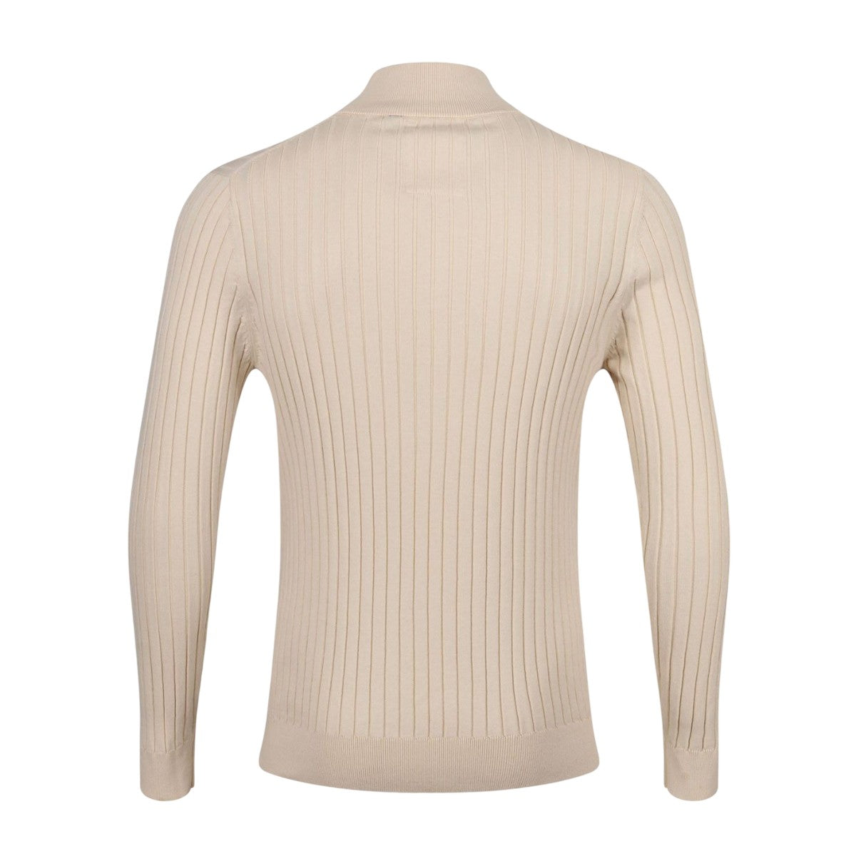 Beige - Back - Luke 1977 Mens Tickler Ribbed Funnel Neck Sweatshirt