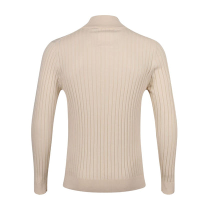 Beige - Back - Luke 1977 Mens Tickler Ribbed Funnel Neck Sweatshirt