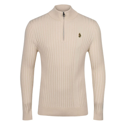 Beige - Front - Luke 1977 Mens Tickler Ribbed Funnel Neck Sweatshirt