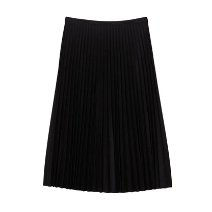 Black - Front - Lacoste Womens-Ladies Fluid Pleated Elasticated Waist Skirt