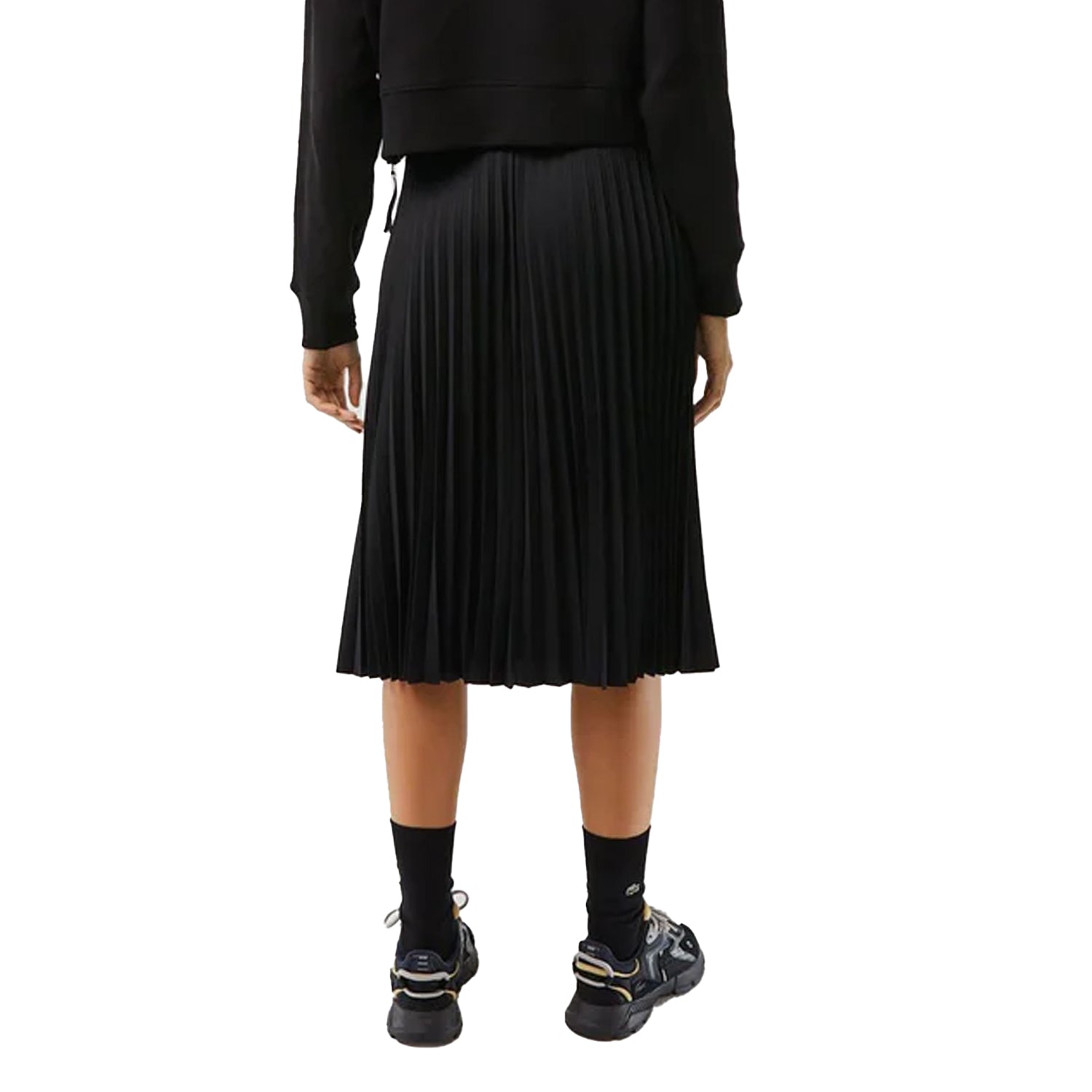 Black - Back - Lacoste Womens-Ladies Fluid Pleated Elasticated Waist Skirt