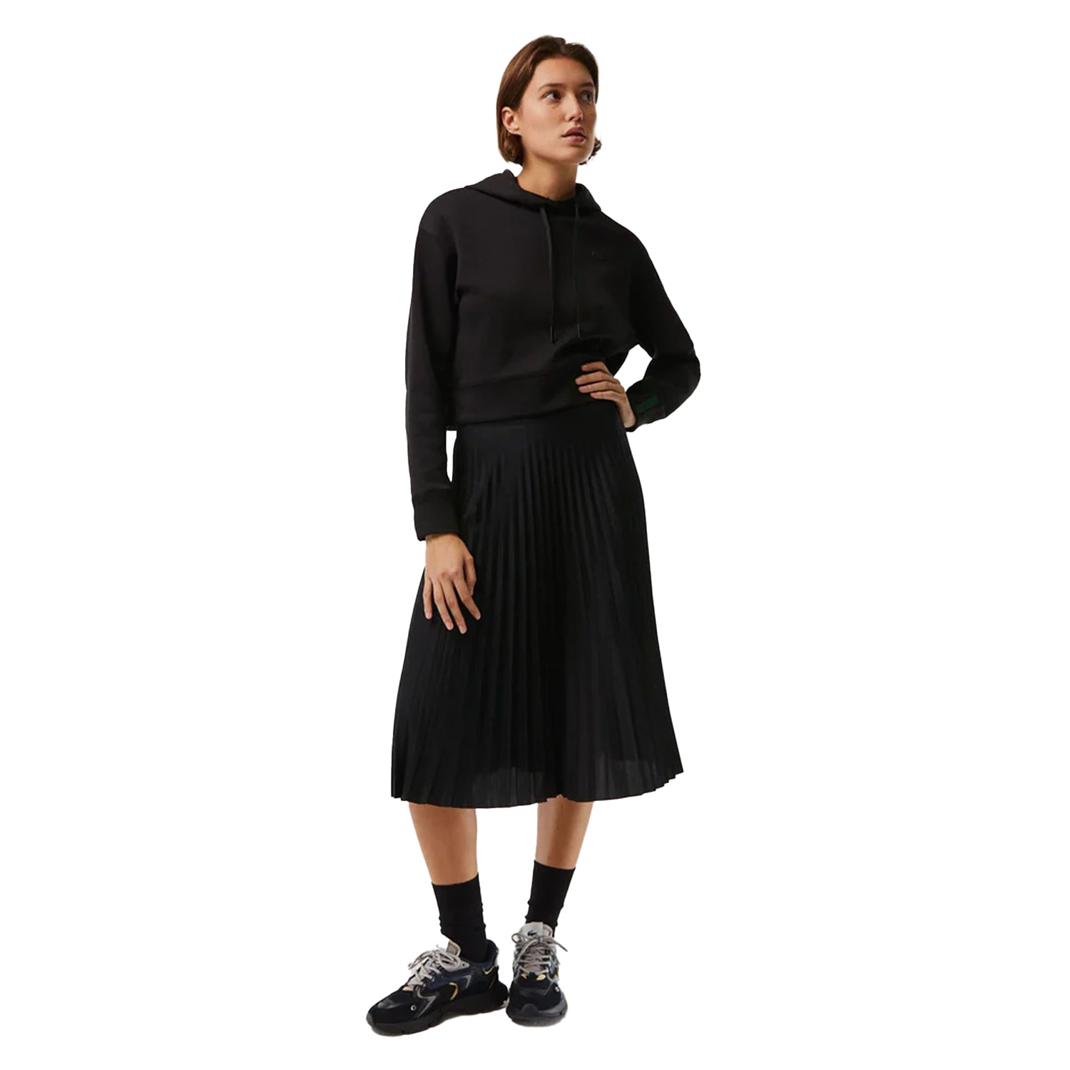 Black - Lifestyle - Lacoste Womens-Ladies Fluid Pleated Elasticated Waist Skirt