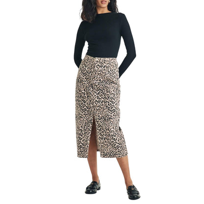 Brown - Lifestyle - Nobody´s Child Womens-Ladies Column Leopard Print Denim Midi Skirt