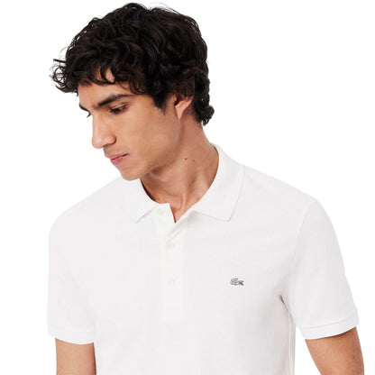 White - Side - Lacoste Mens Pique Stretch Slim Polo Shirt
