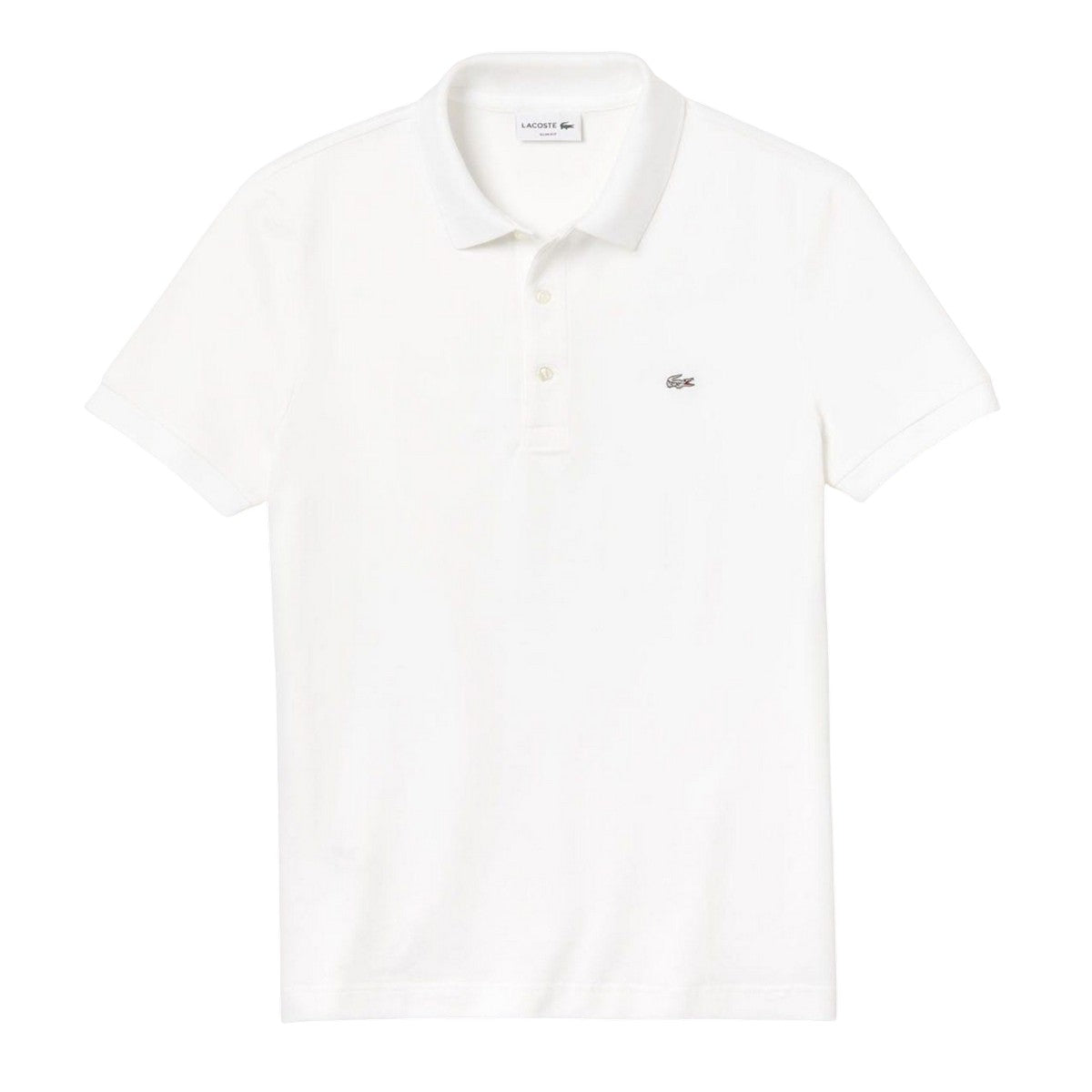 White - Front - Lacoste Mens Pique Stretch Slim Polo Shirt