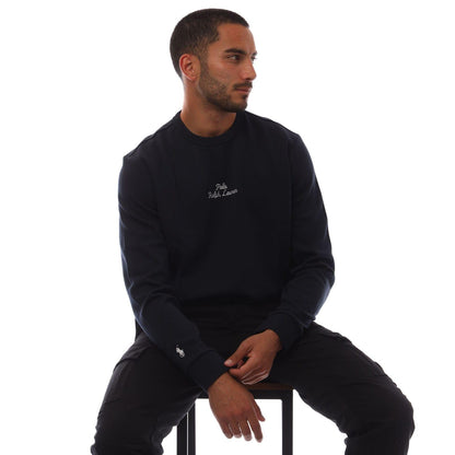 Navy - Side - Ralph Lauren Mens Embroidered Logo Knitted Sweatshirt