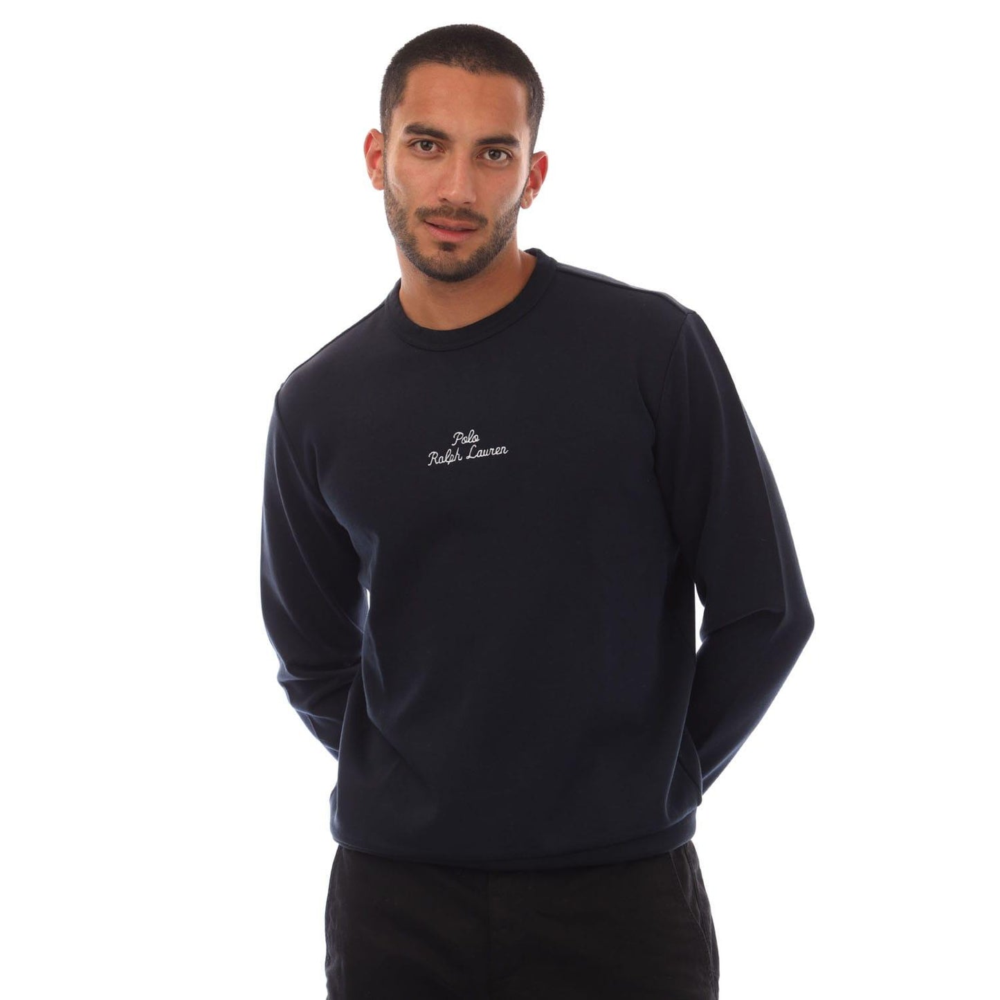 Navy - Front - Ralph Lauren Mens Embroidered Logo Knitted Sweatshirt