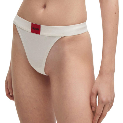 Natural-Red - Side - Hugo Womens-Ladies Logo Thong