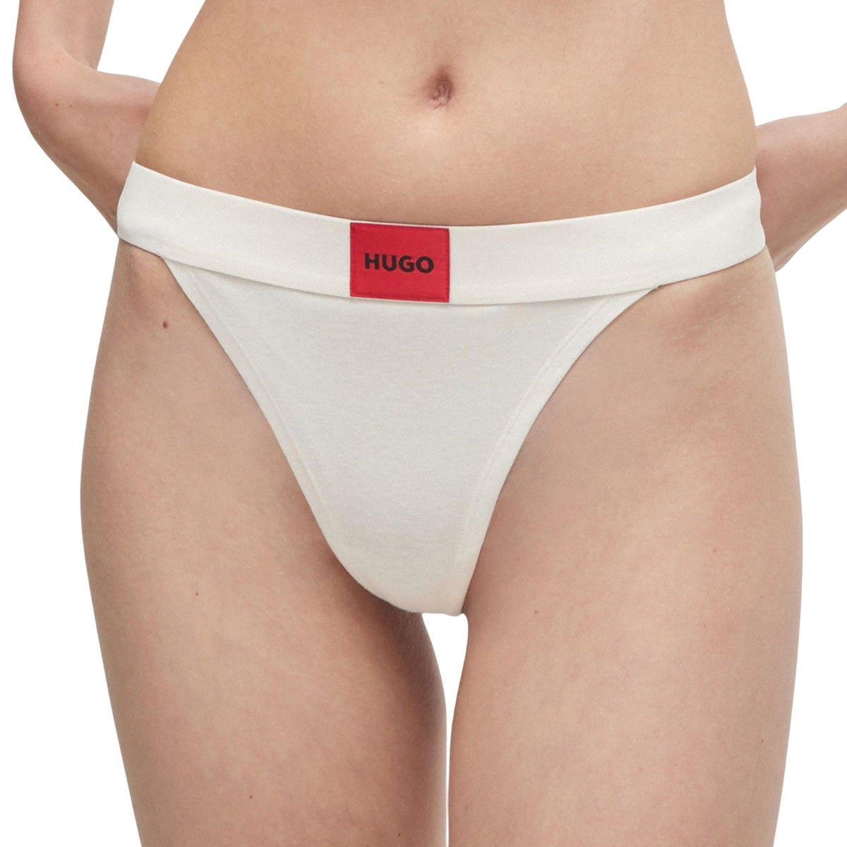 Natural-Red - Pack Shot - Hugo Womens-Ladies Logo Thong