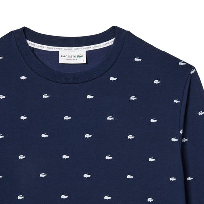 Navy-White - Side - Lacoste Mens Logo Lounge Sweatshirt