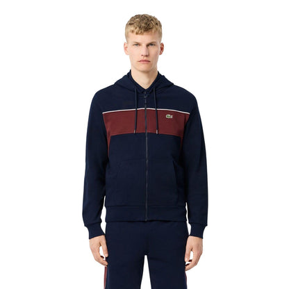 Navy-Red - Lifestyle - Lacoste Mens Colour Block Full Zip Hoodie