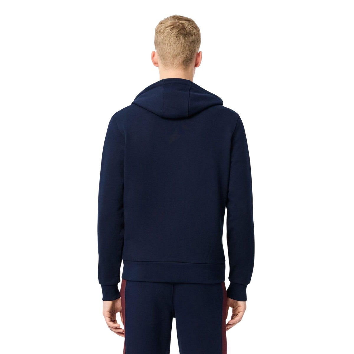 Navy-Red - Back - Lacoste Mens Colour Block Full Zip Hoodie
