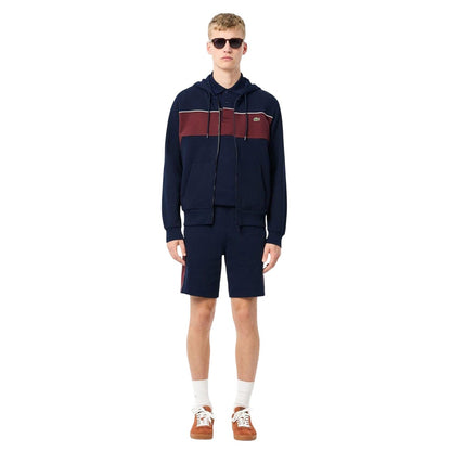 Navy-Red - Pack Shot - Lacoste Mens Colour Block Full Zip Hoodie