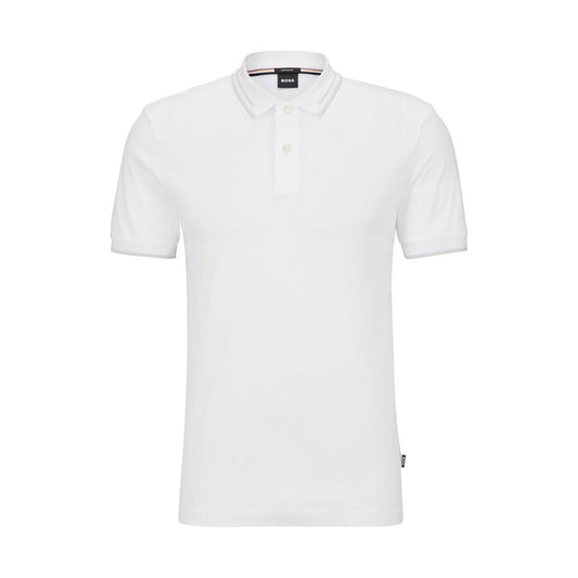 White - Front - Boss Mens Phillipson 115 Polo Shirt