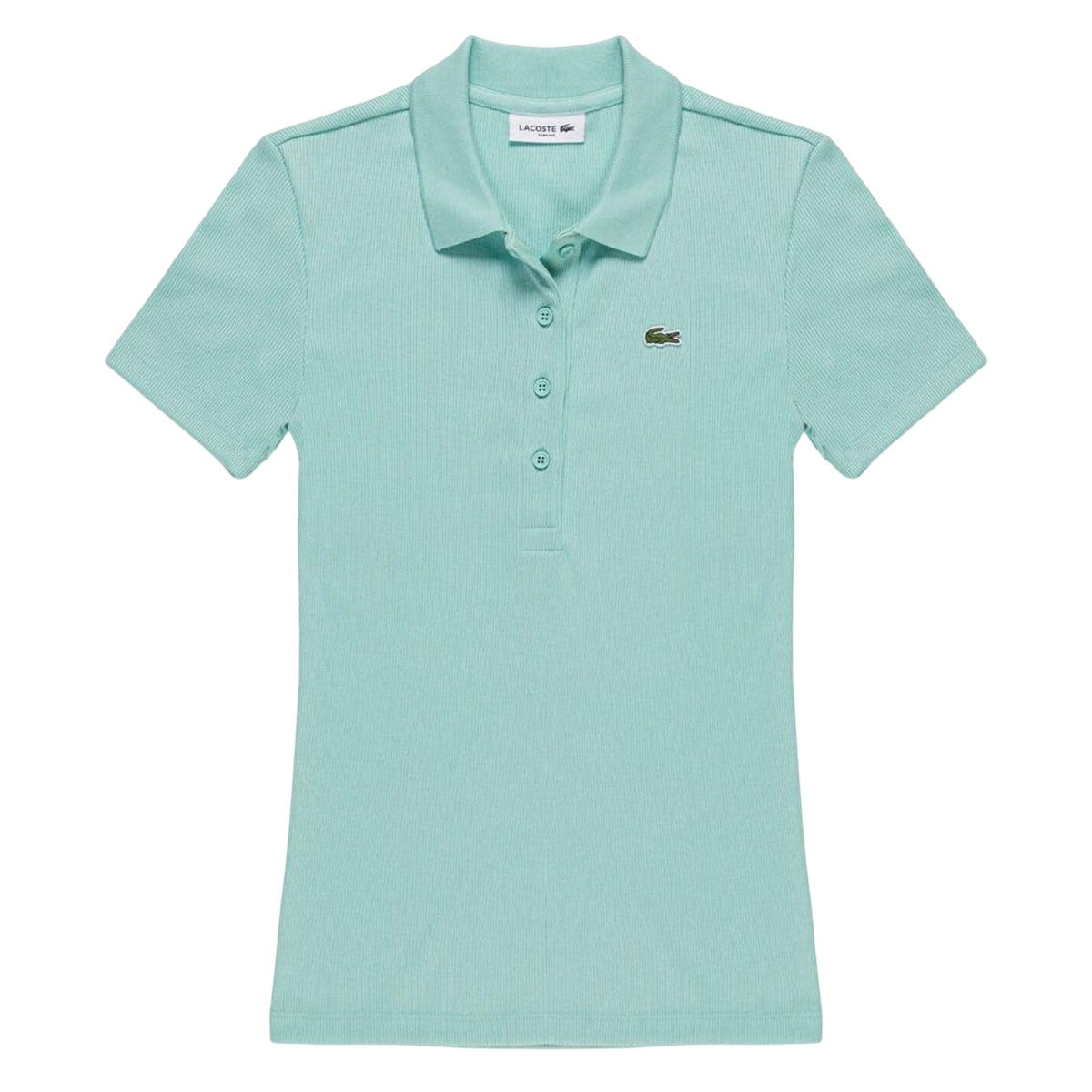 Mint - Front - Lacoste Womens-Ladies L.12.D Ribbed Slim Polo Shirt
