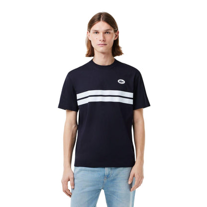 Navy - Pack Shot - Lacoste Mens Heritage Back Print Cotton T-Shirt