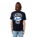 Navy - Back - Lacoste Mens Heritage Back Print Cotton T-Shirt