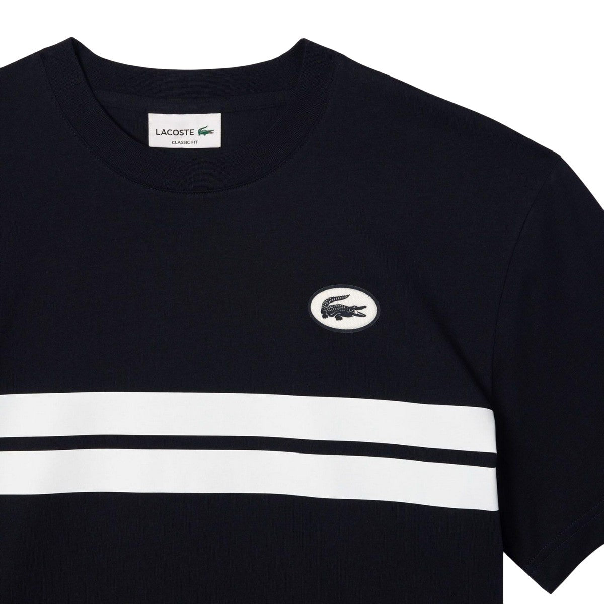 Navy - Side - Lacoste Mens Heritage Back Print Cotton T-Shirt