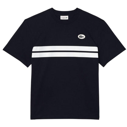Navy - Front - Lacoste Mens Heritage Back Print Cotton T-Shirt