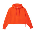 Orange - Front - Lacoste Womens-Ladies Short Cut Cotton Hoodie