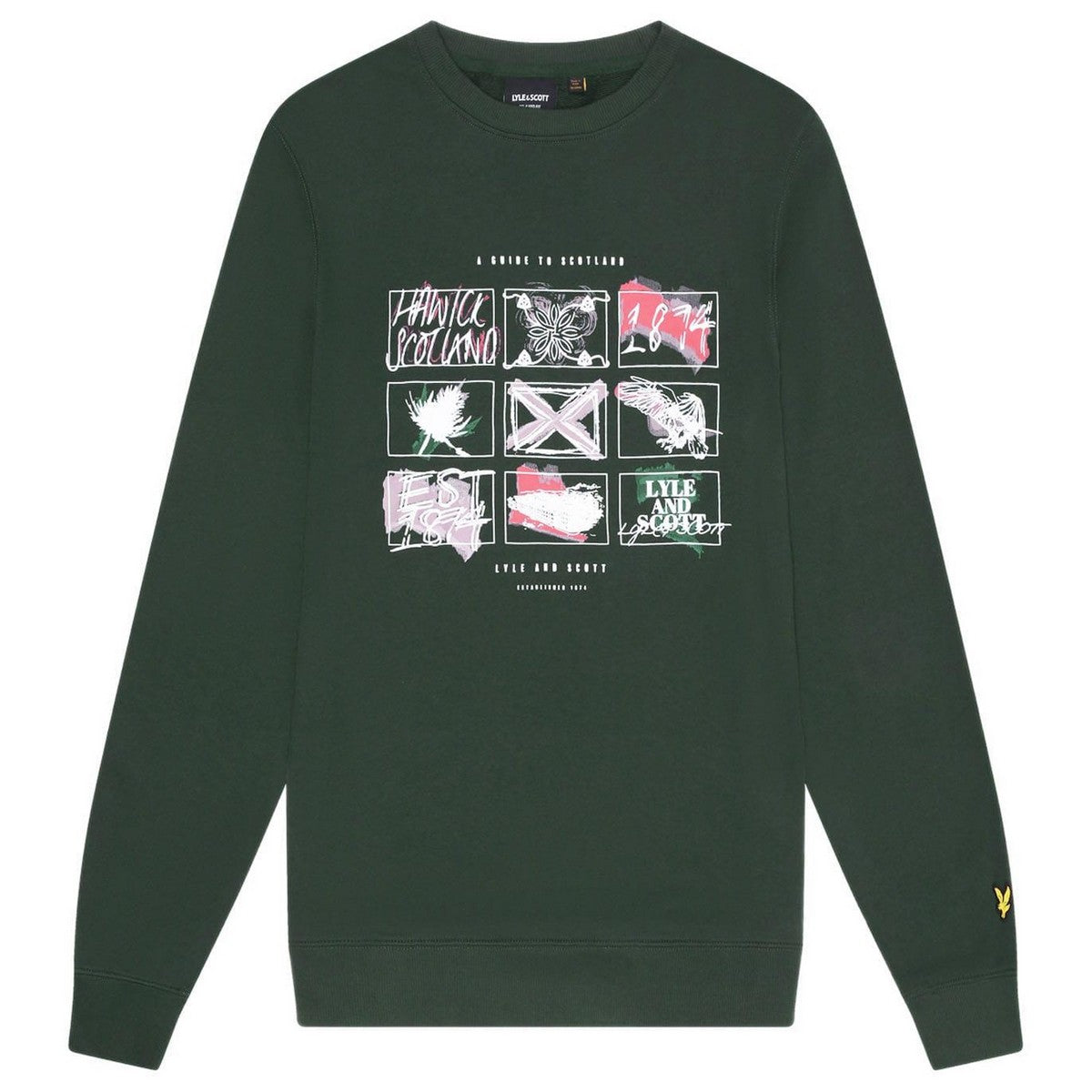 Teal - Front - Lyle & Scott Mens A Guide To Scotland Graphic Sweatshirt