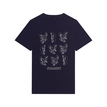 Navy - Back - Lyle & Scott Childrens-Kids Birds Of Lyle 3D T-Shirt