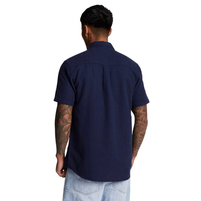 Navy - Back - Lyle & Scott Mens Basket Weave Short-Sleeved Shirt