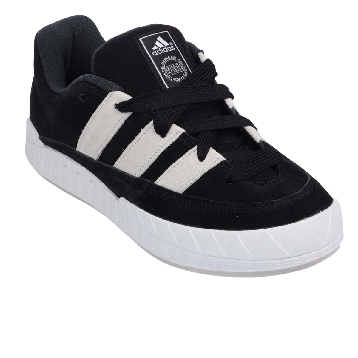 Black-White - Front - Adidas Mens Adimatic Suede Trainers