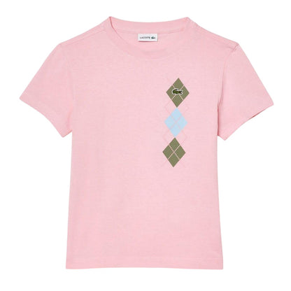 Pink - Front - Lacoste Childrens-Kids Argyle T-Shirt