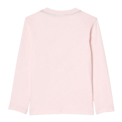 Pink - Back - Lacoste Childrens-Kids Long-Sleeved T-Shirt