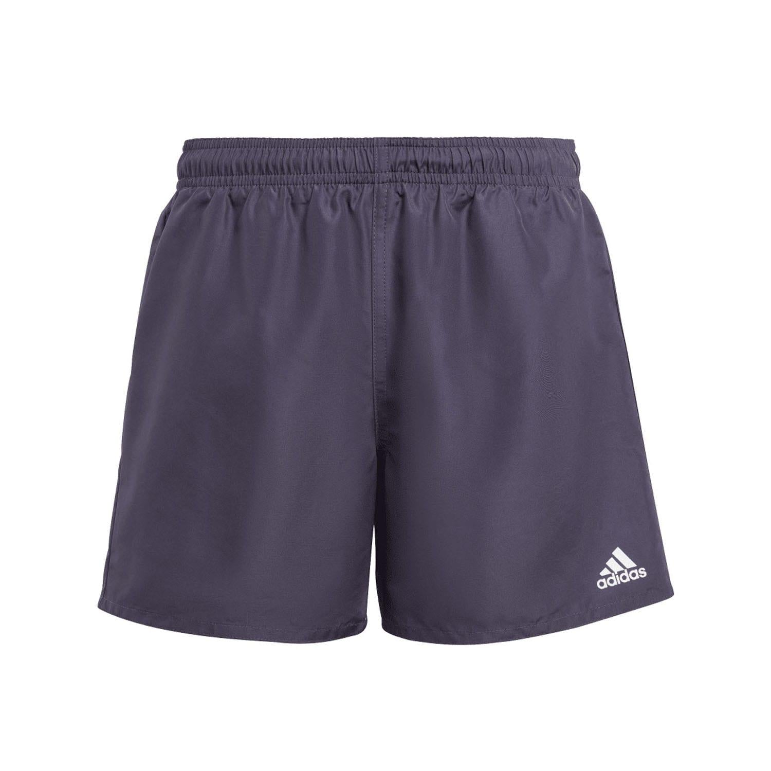 Navy - Front - Adidas Boys Badge Of Sport Classic Swim Shorts