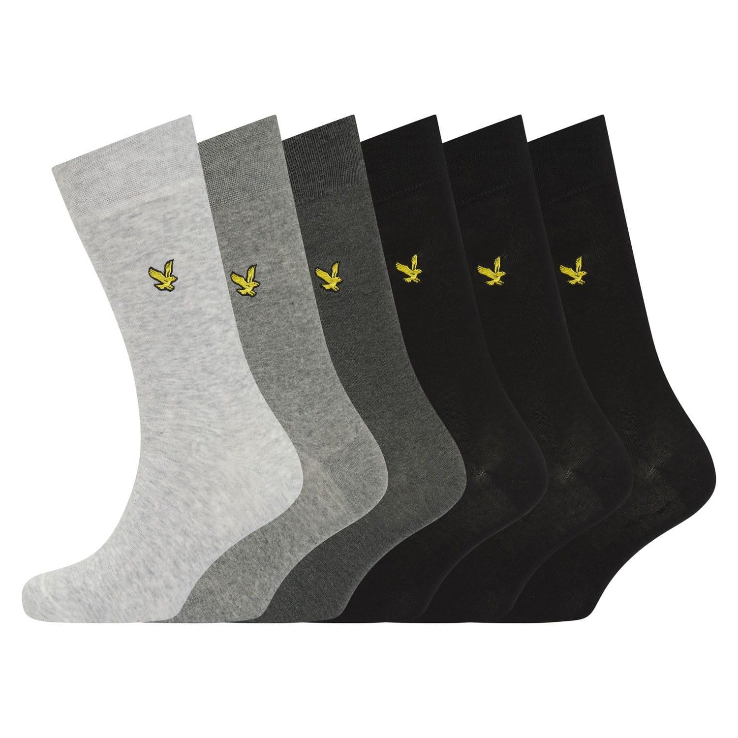 Multicoloured - Back - Lyle & Scott Mens Basic Dress Socks (Pack of 6)