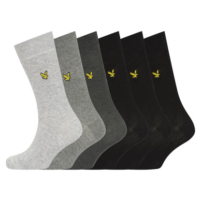 Multicoloured - Back - Lyle & Scott Mens Basic Dress Socks (Pack of 6)
