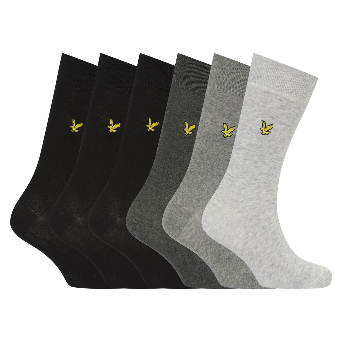 Multicoloured - Front - Lyle & Scott Mens Basic Dress Socks (Pack of 6)