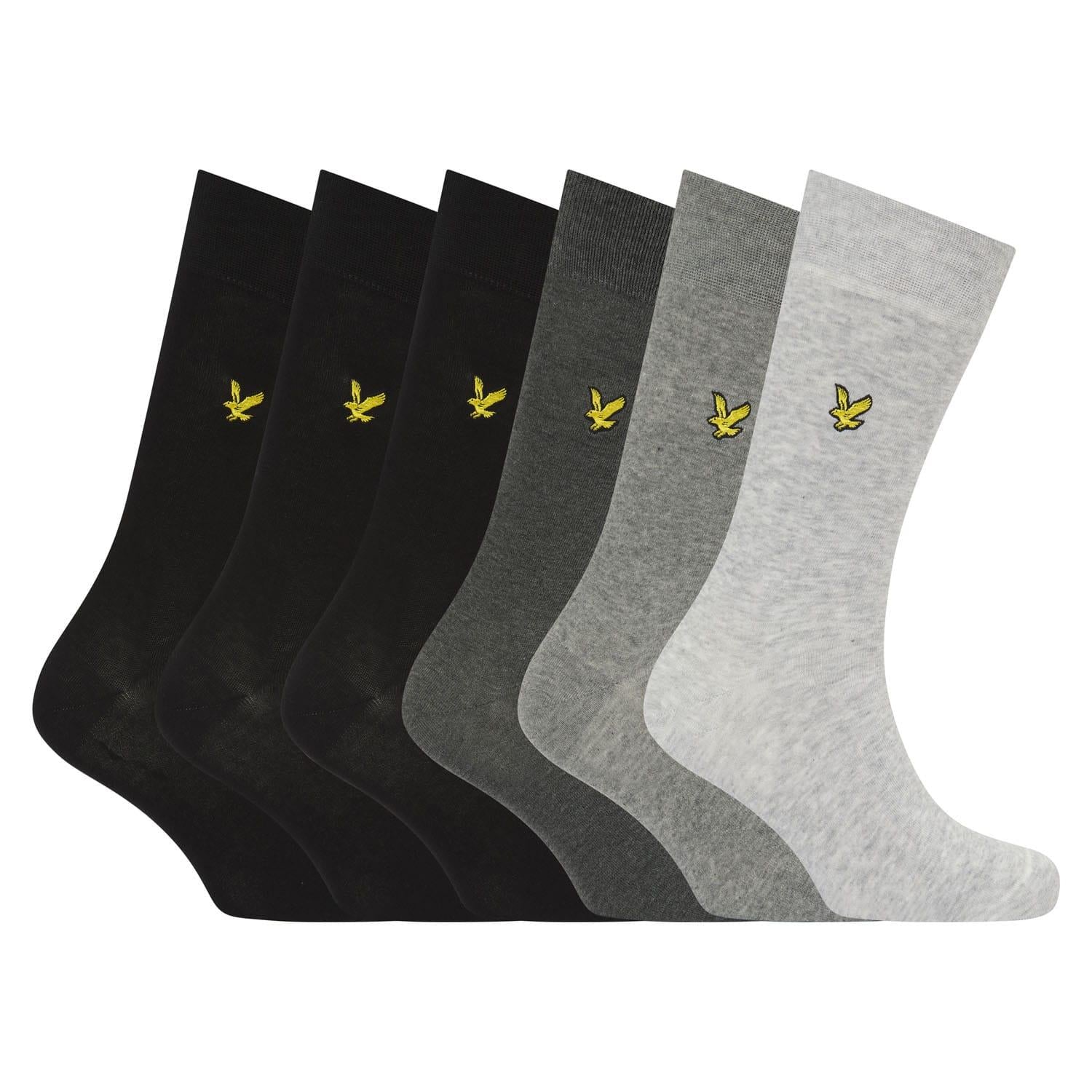 Multicoloured - Front - Lyle & Scott Mens Basic Dress Socks (Pack of 6)