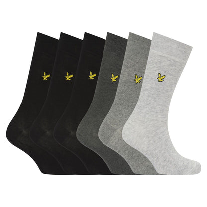 Multicoloured - Front - Lyle & Scott Mens Basic Dress Socks (Pack of 6)